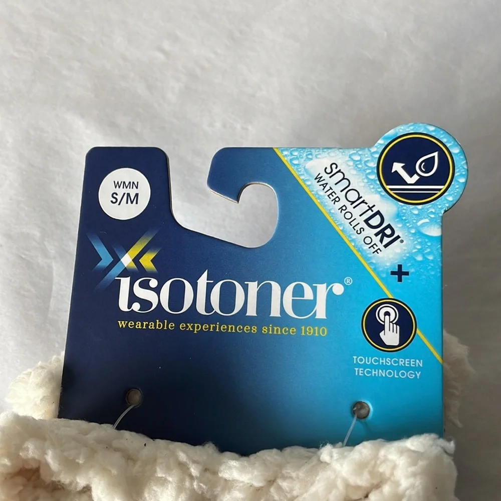 Isotoner gloves black with cream‎ inside women’s size s/m smart dri touchscreens